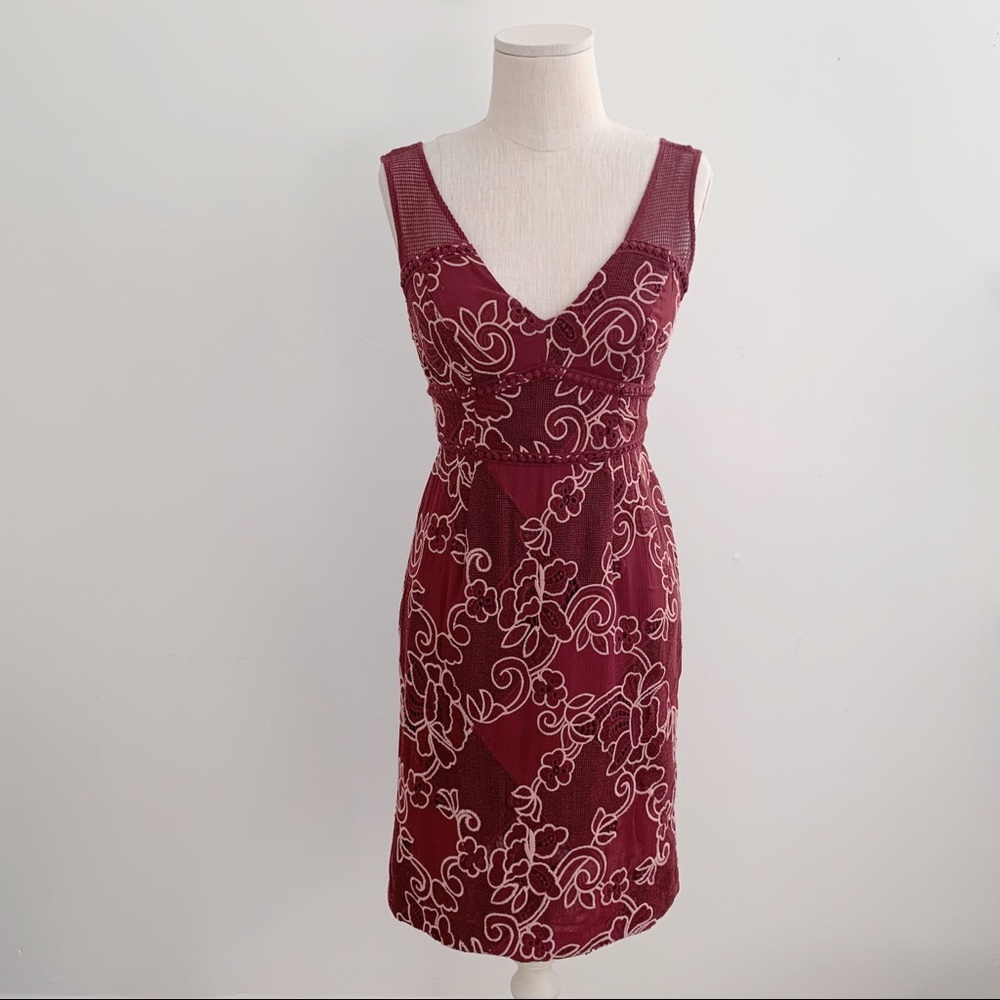 Anthropologie Moulinette Soeurs Wine Lace Column Dress​ women’s size 2